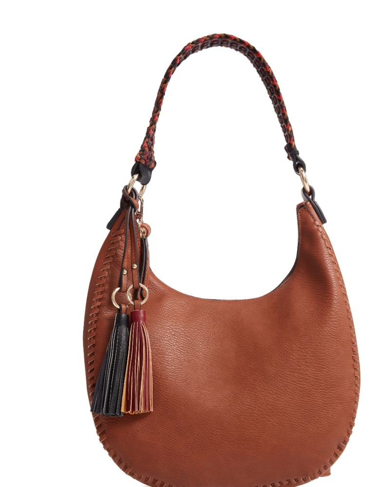 Sondra Roberts braided handle faux leather bag